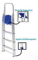 Escada Doméstica De Alumínio 4 Degraus